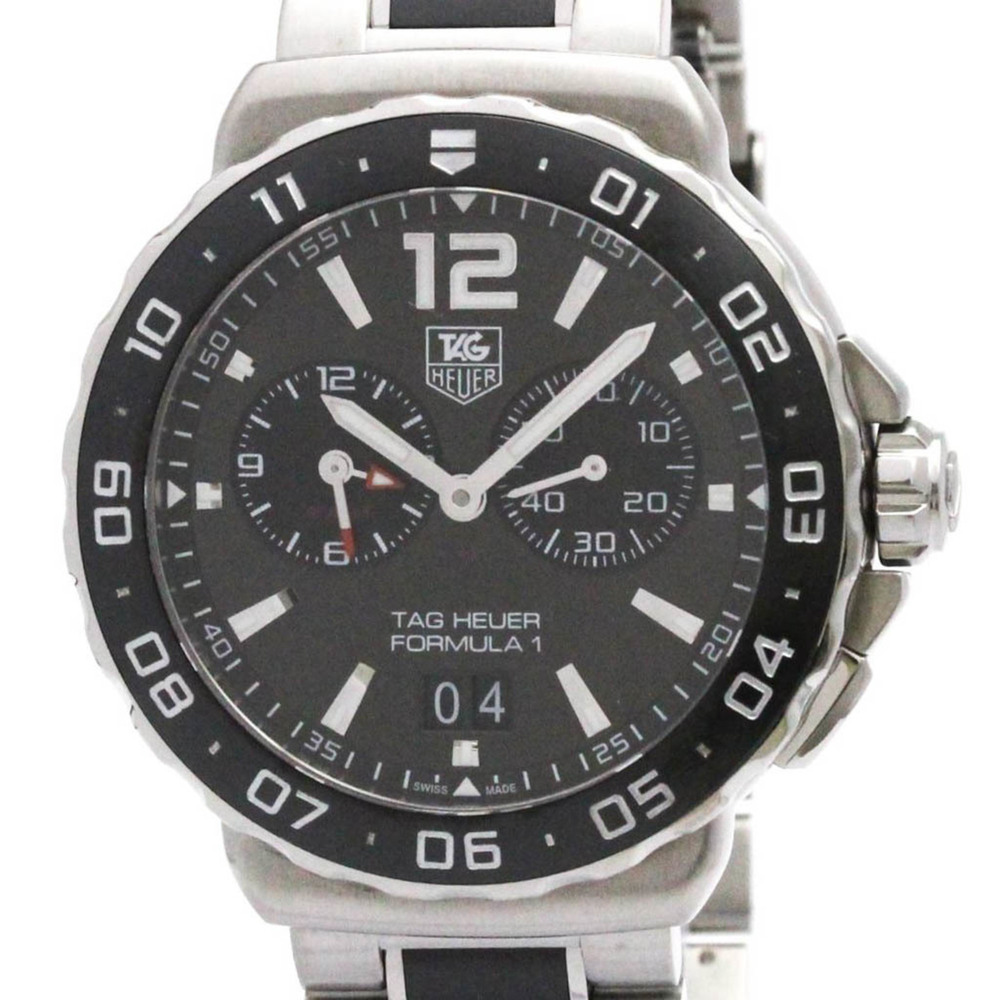 TAG HEUER Formula 1 Grand Date Alarm Steel Mens Watch WAU111C Polished